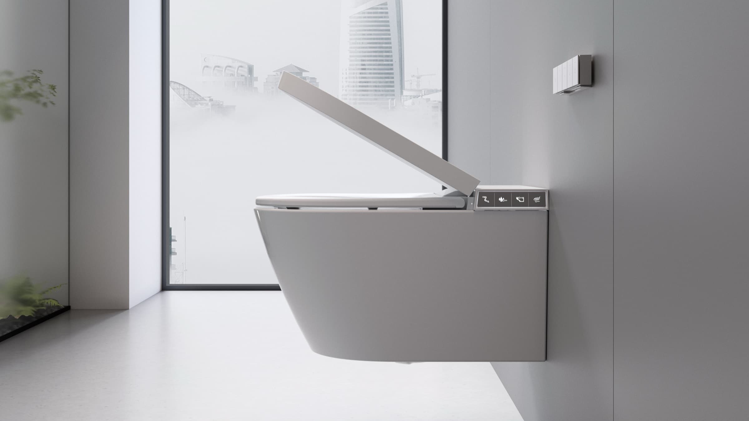 A bright, minimal bathroom with a wall-hung Sorano