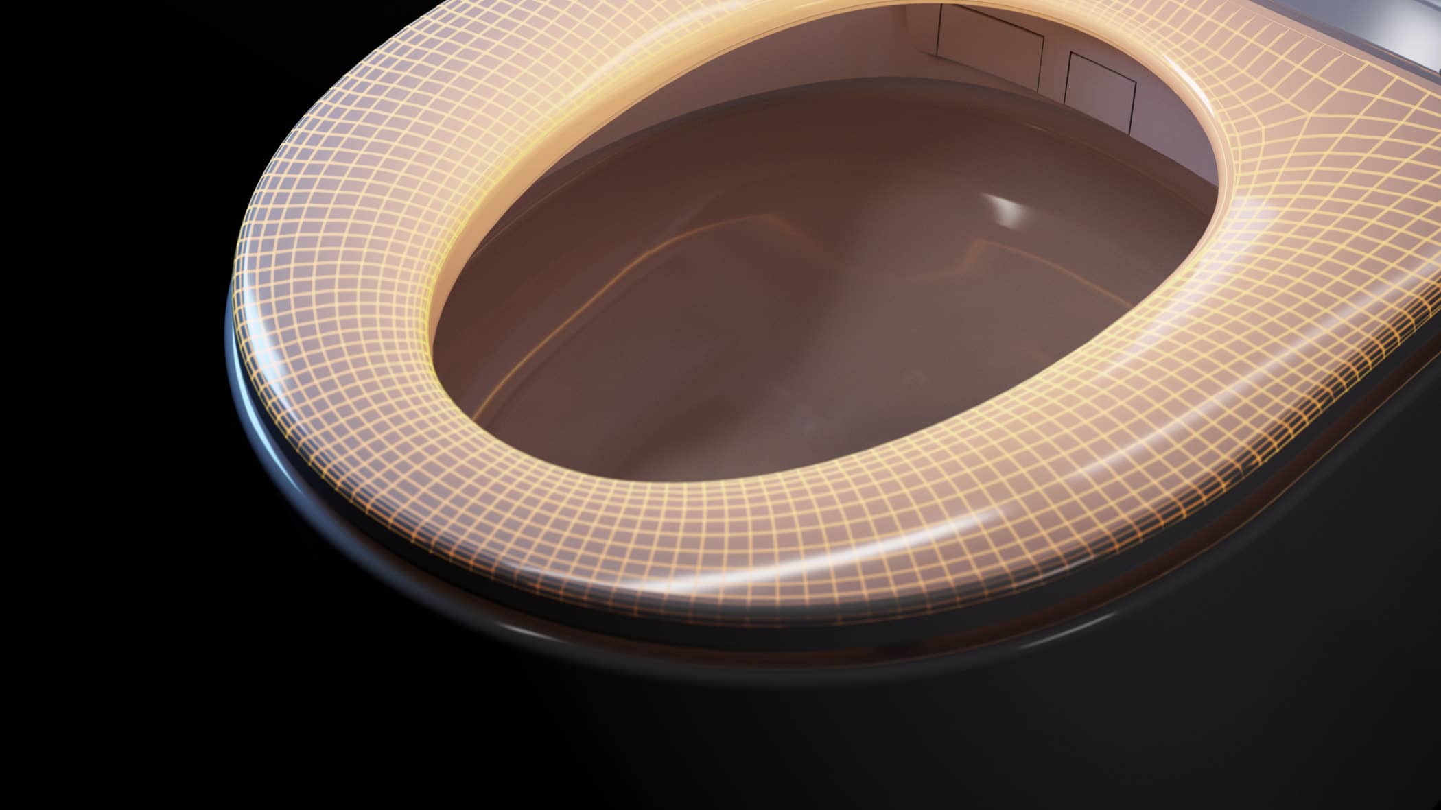 Macro view of the heated seat's glowing thermal sensing grid